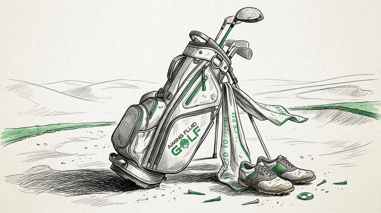 Stand golf bag with club dividers on fairway