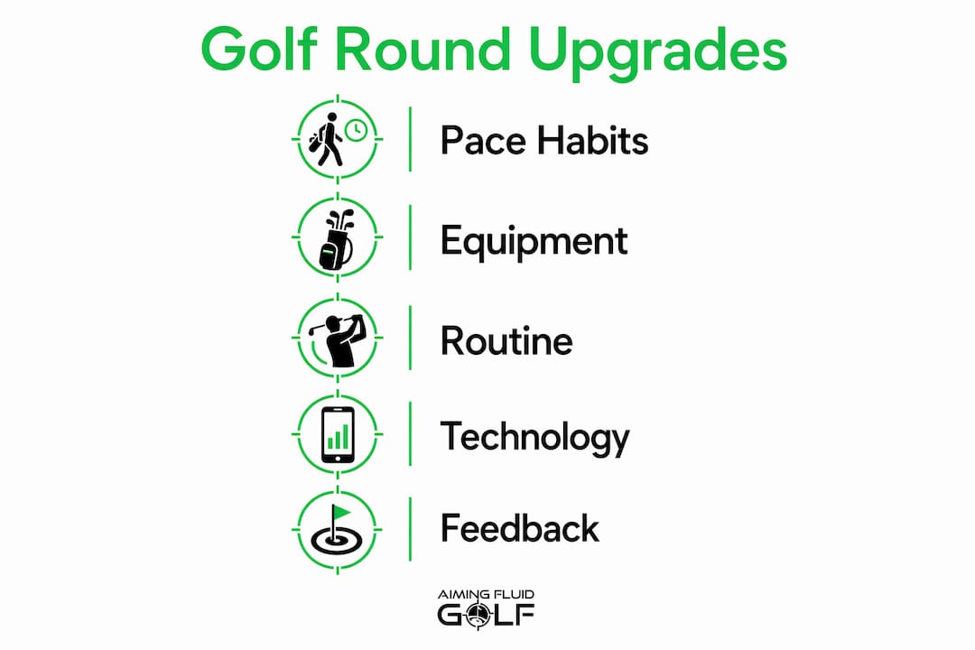 Infographic outlining key steps to upgrade golf rounds
