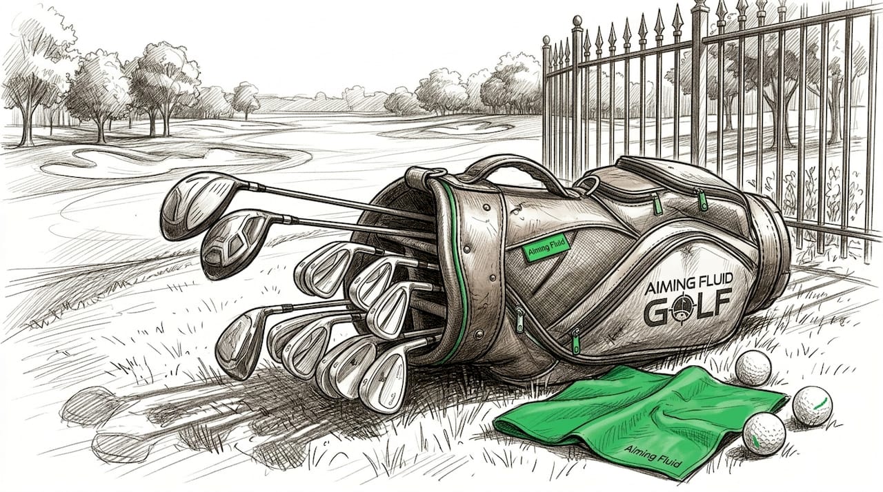 Well-organized golf bag with clubs