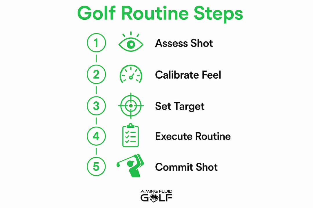 Infographic outlining golf routine steps