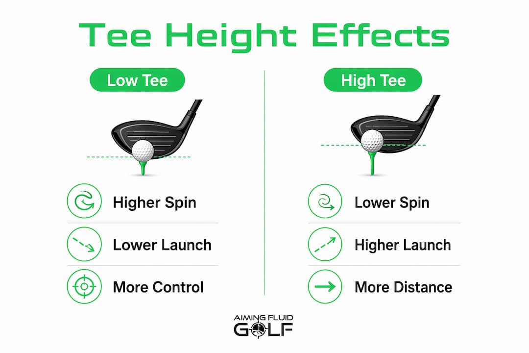 Infographic illustrating low vs high tee height effects