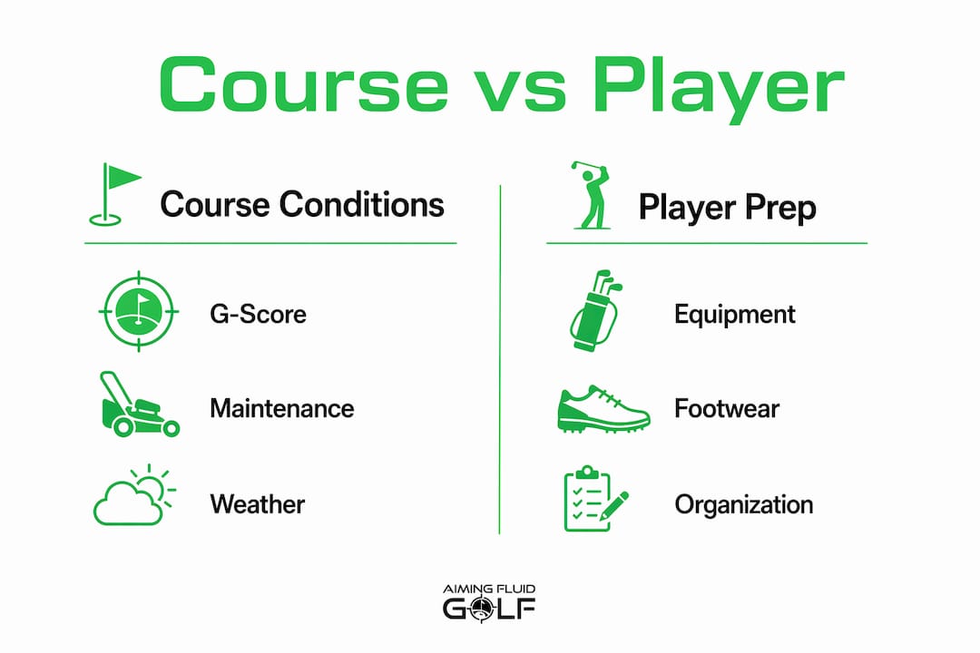 Infographic comparing course conditions and player preparation
