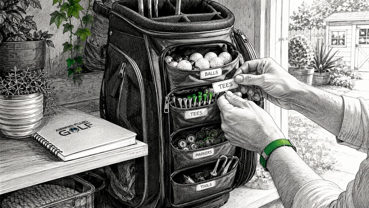 Golf bag organized by pocket zones