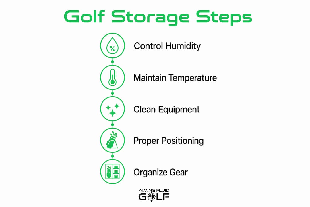 Infographic illustrating key golf storage steps