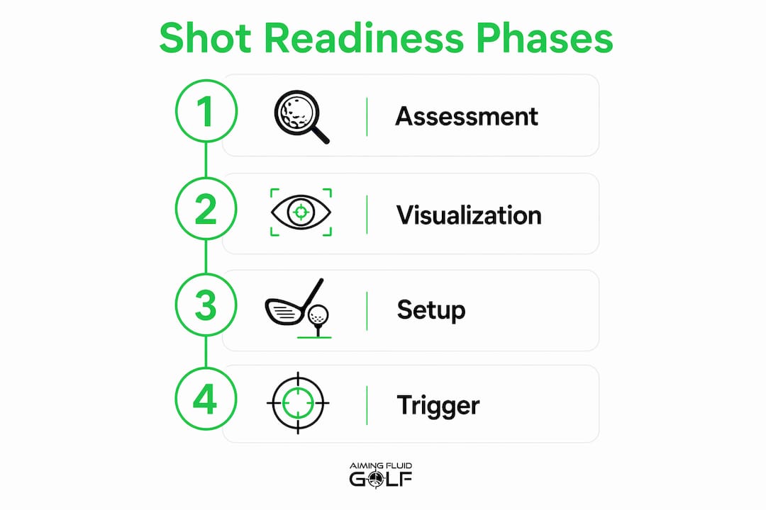 Infographic illustrating the four phases of golf shot readiness