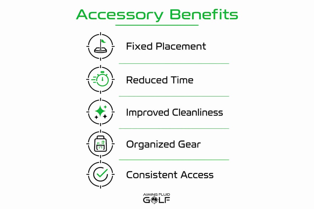 Infographic showing benefits of golf course accessories
