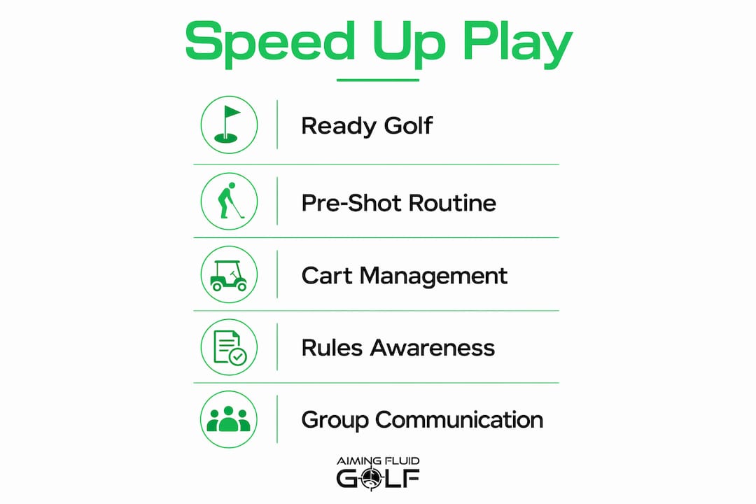 Infographic displaying steps to speed up play in golf