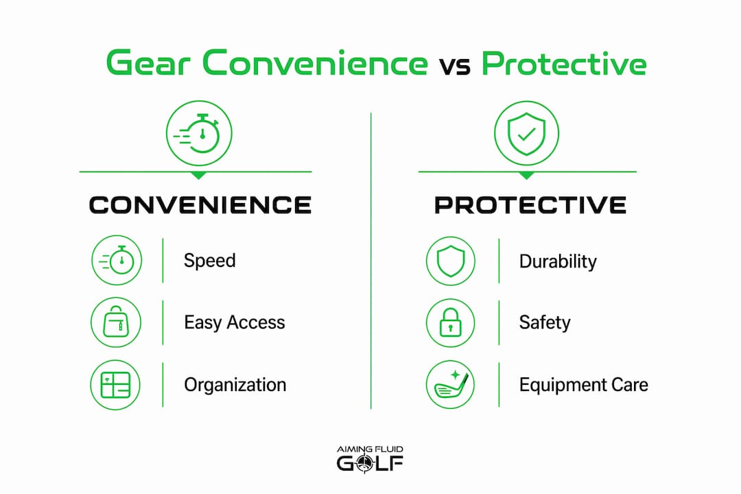 Infographic comparing gear convenience versus protective gear
