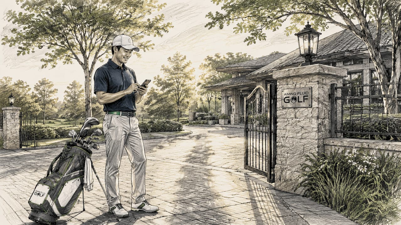 Golfer using smartphone for club access