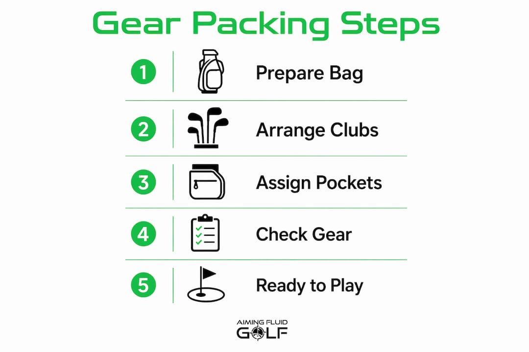 Infographic showing five gear packing steps