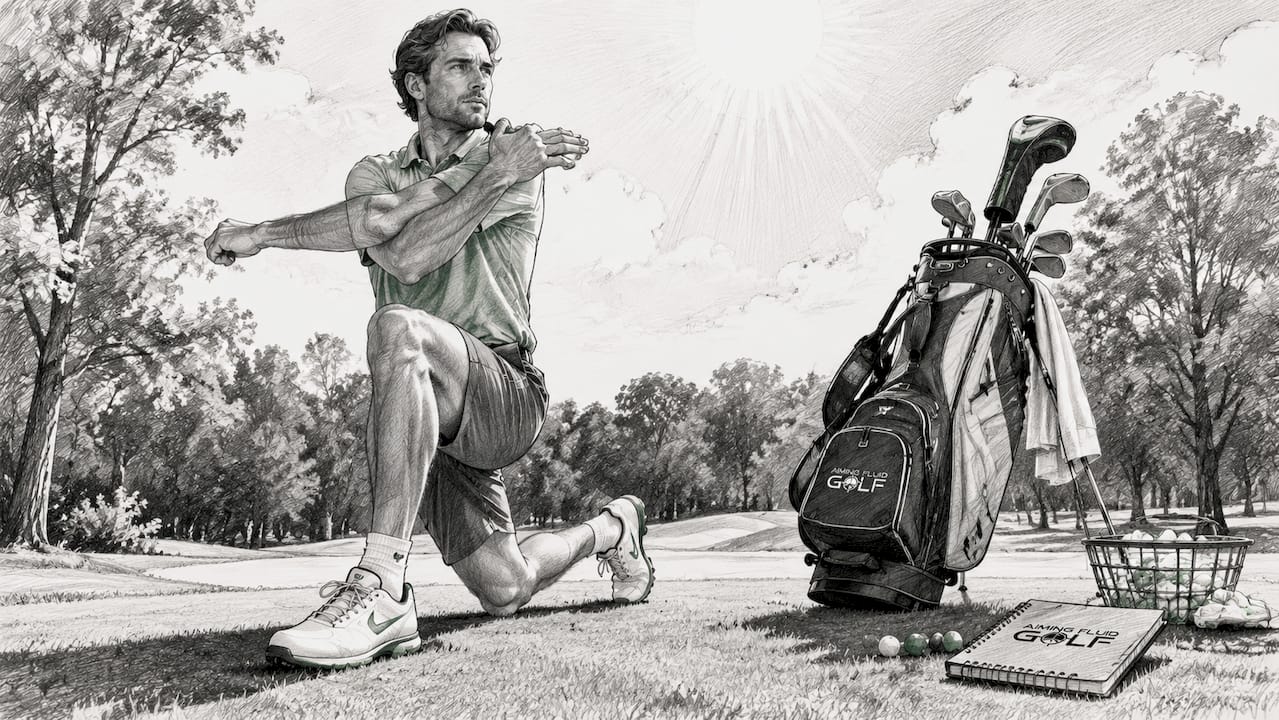 Golfer warming up on putting green