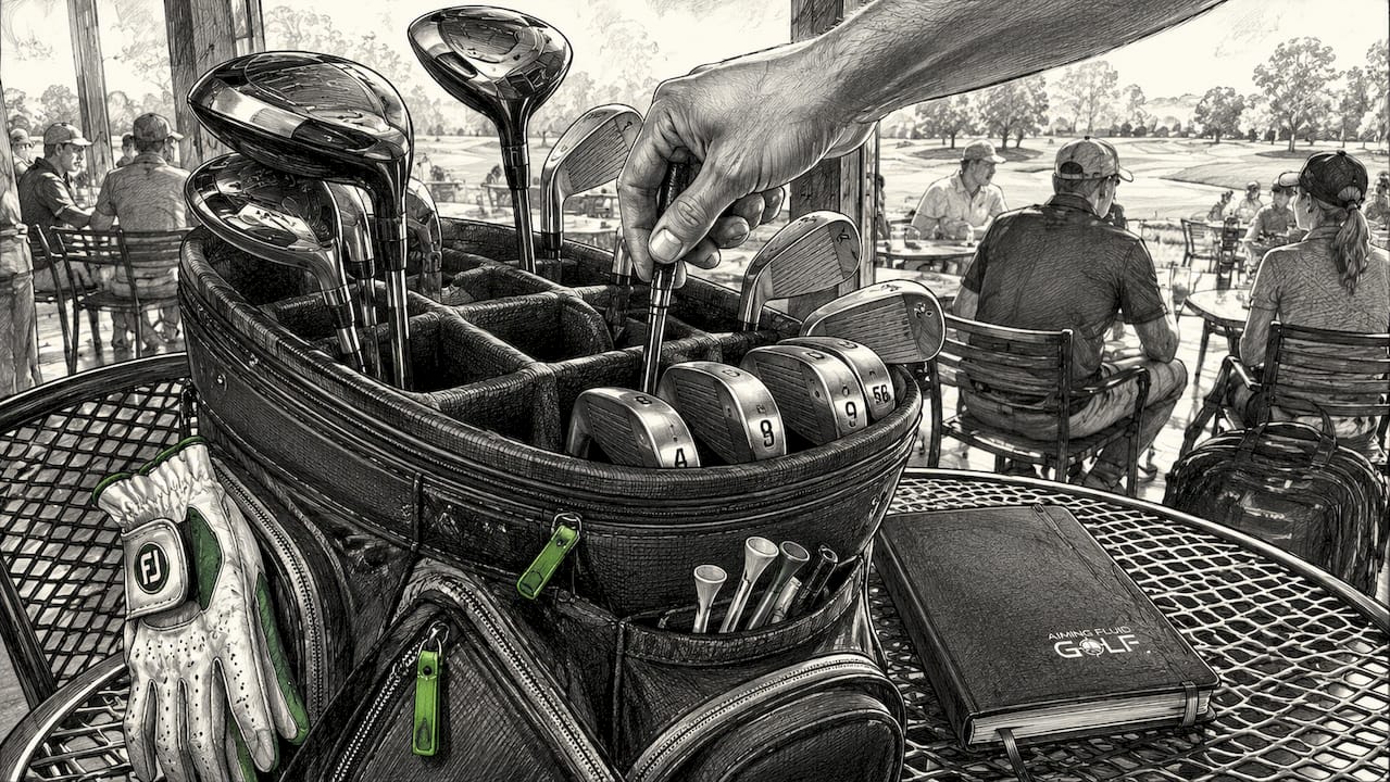 Golf bag with organized clubs and accessories