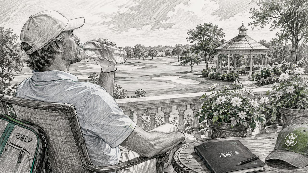 Golfer drinking water on golf course