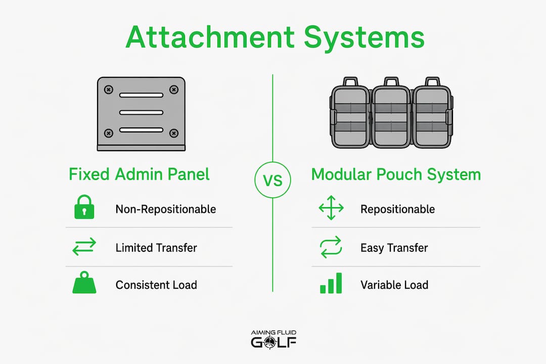 Infographic comparing fixed panels and modular pouch systems