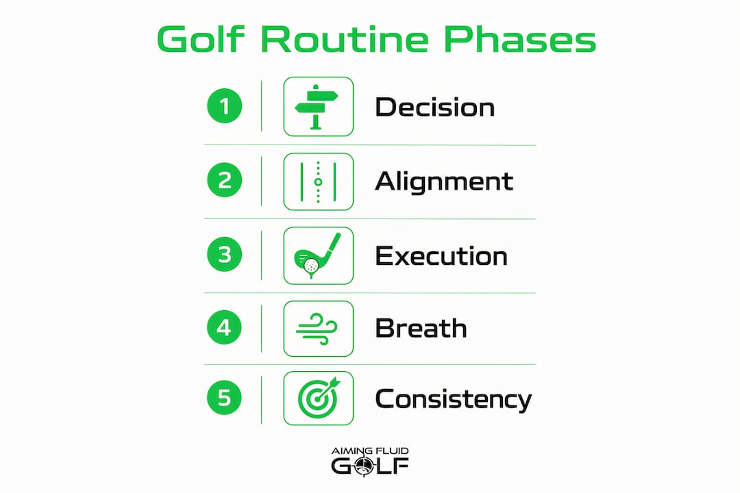 Infographic showing golf routine phases in steps