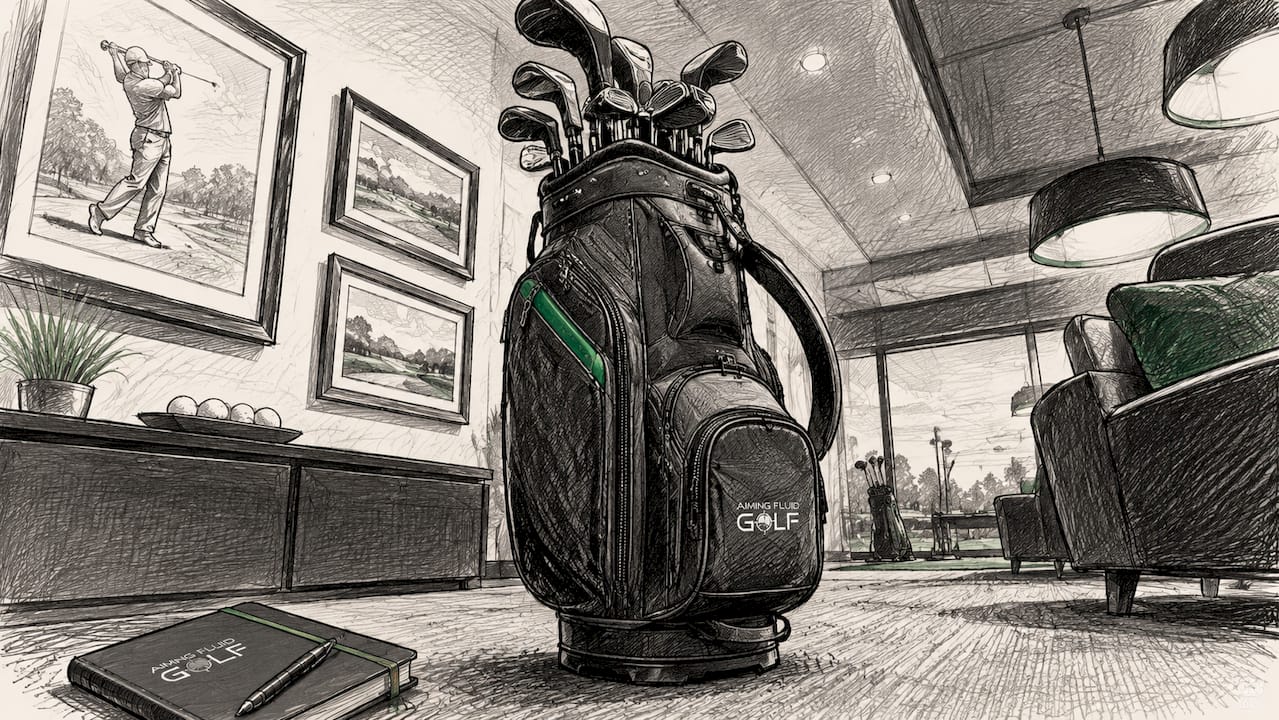 Structured golf bag with internal compartments visible