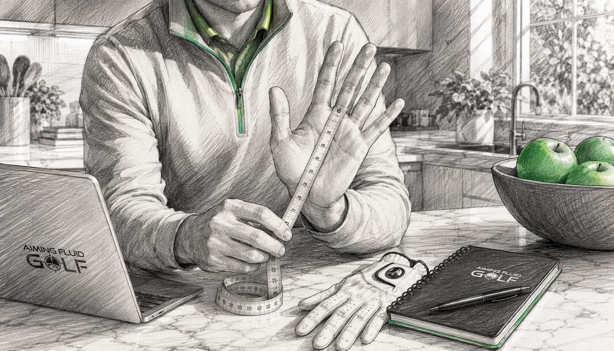 Person measuring hand length for golf glove sizing