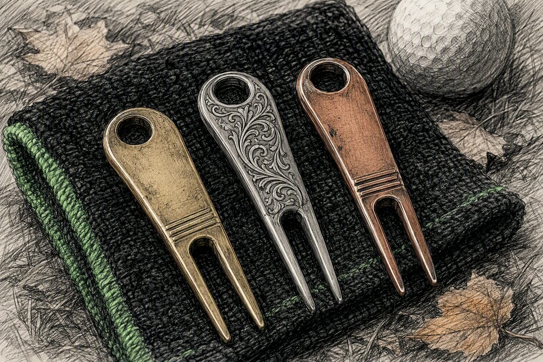 Three divot tools showing material and finish differences