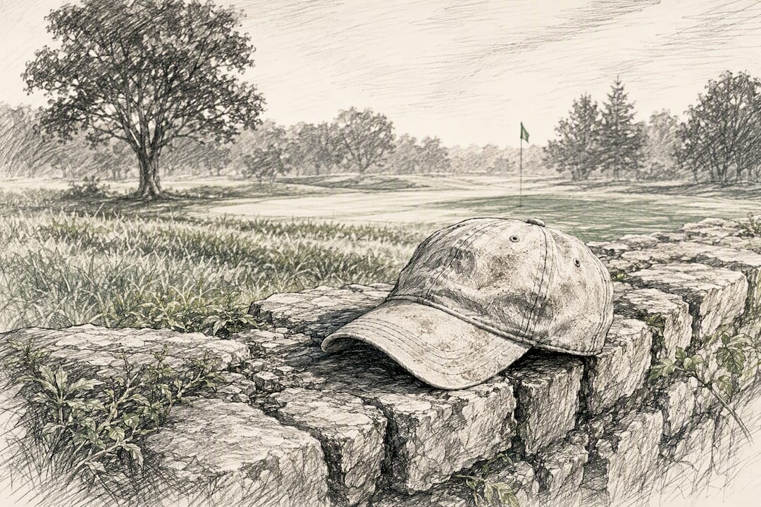 Sun-faded golf hat showing old sweat stains