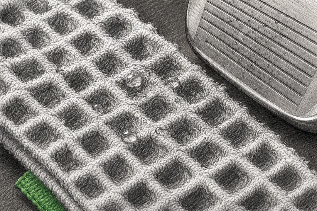Macro view of waffle weave fabric pockets