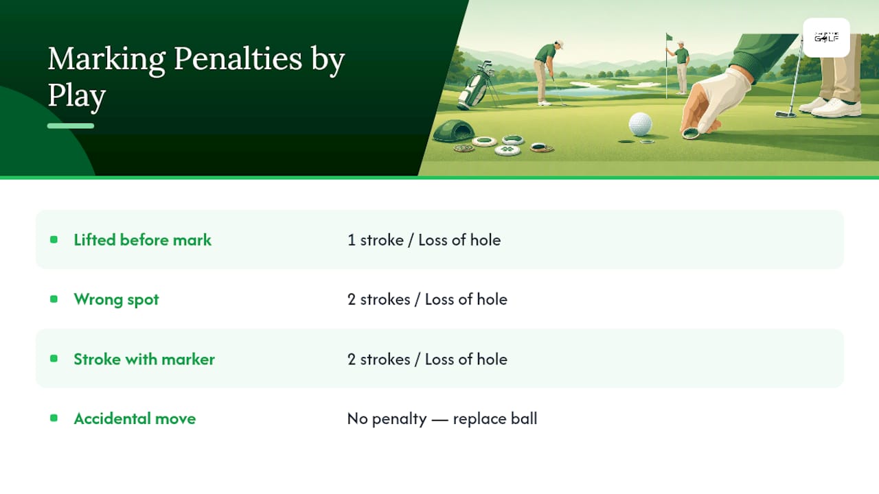 Golf ball marking penalties comparison