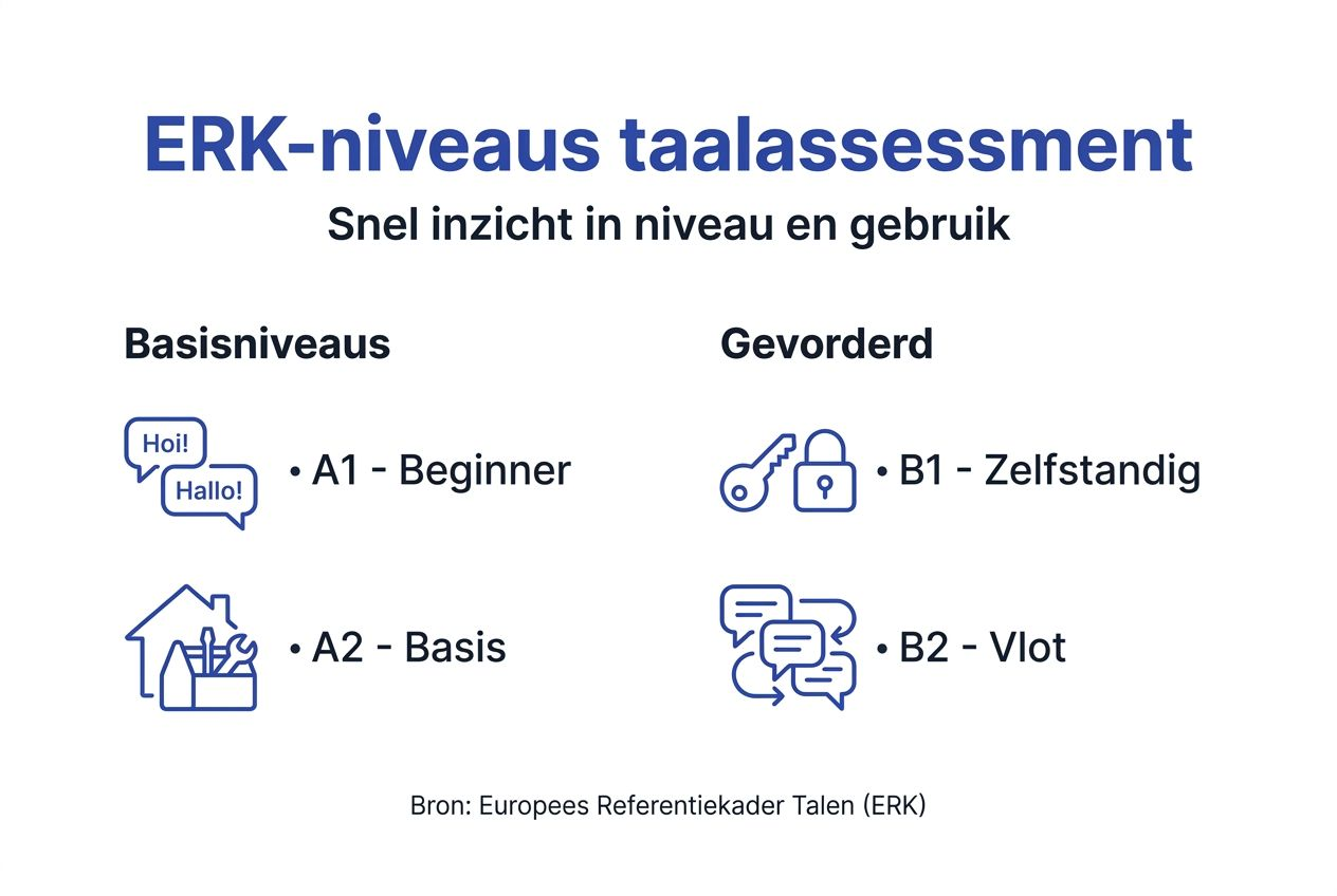 Overzicht van ERK-taalniveaus in een handige infographic