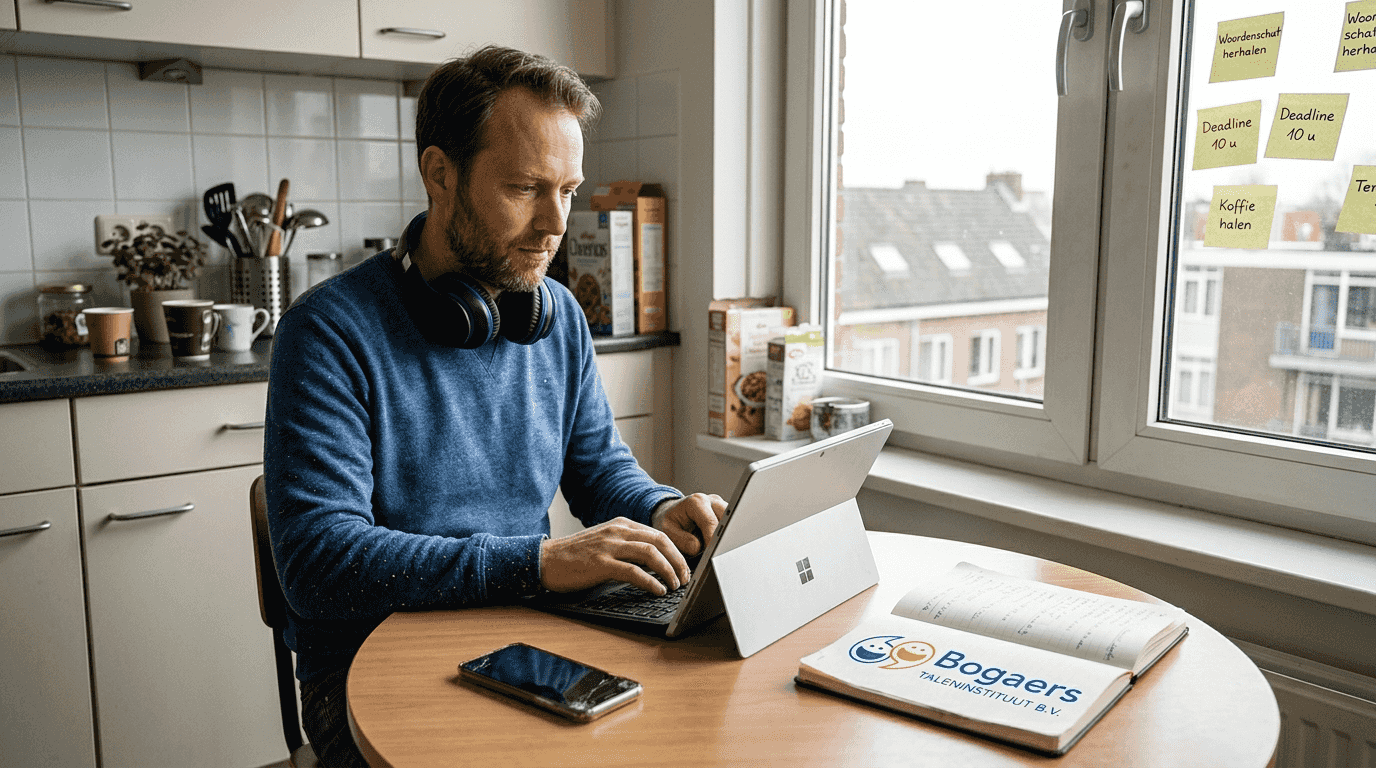 Man zet digitale hulpmiddelen in om een nieuwe taal te leren