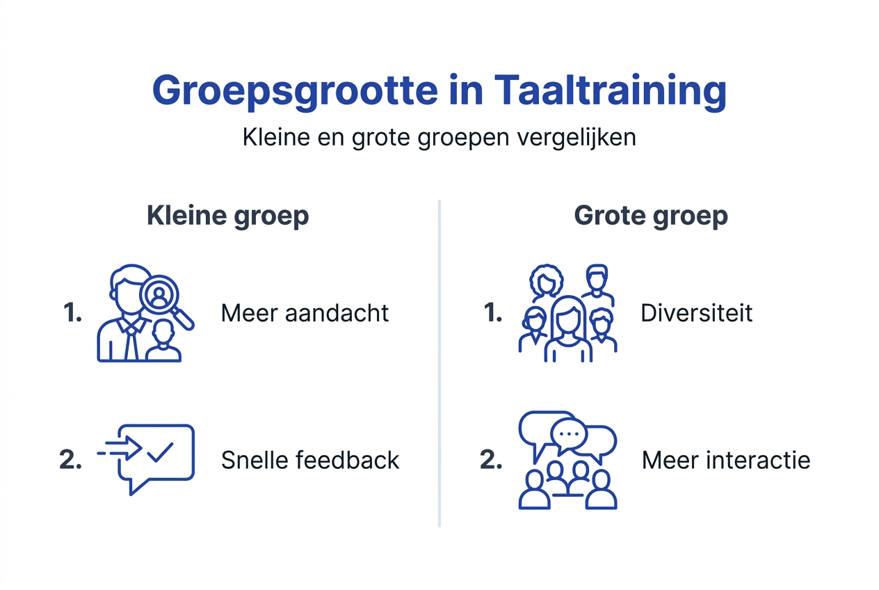 Infographic: de voordelen van verschillende groepsgroottes bij taaltrainingen