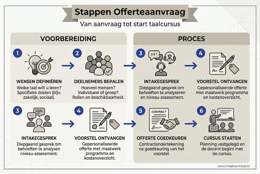 Infographic: zo vraag je eenvoudig een offerte aan voor een taalcursus