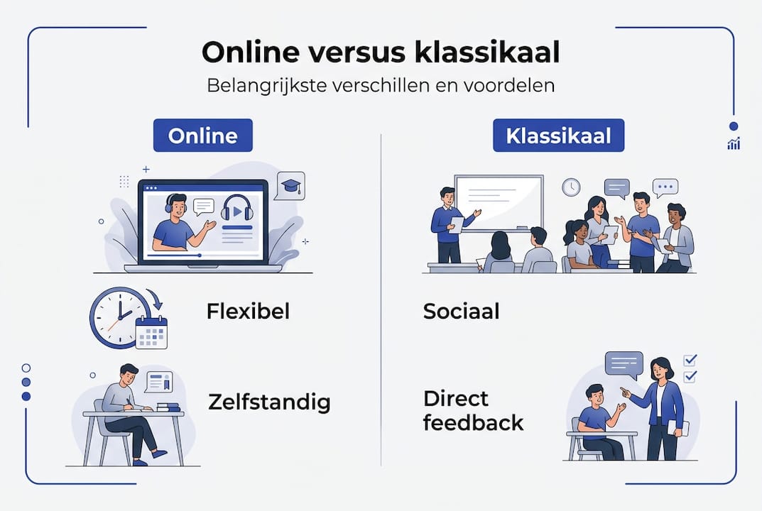 Infographic: online leren versus les in het klaslokaal