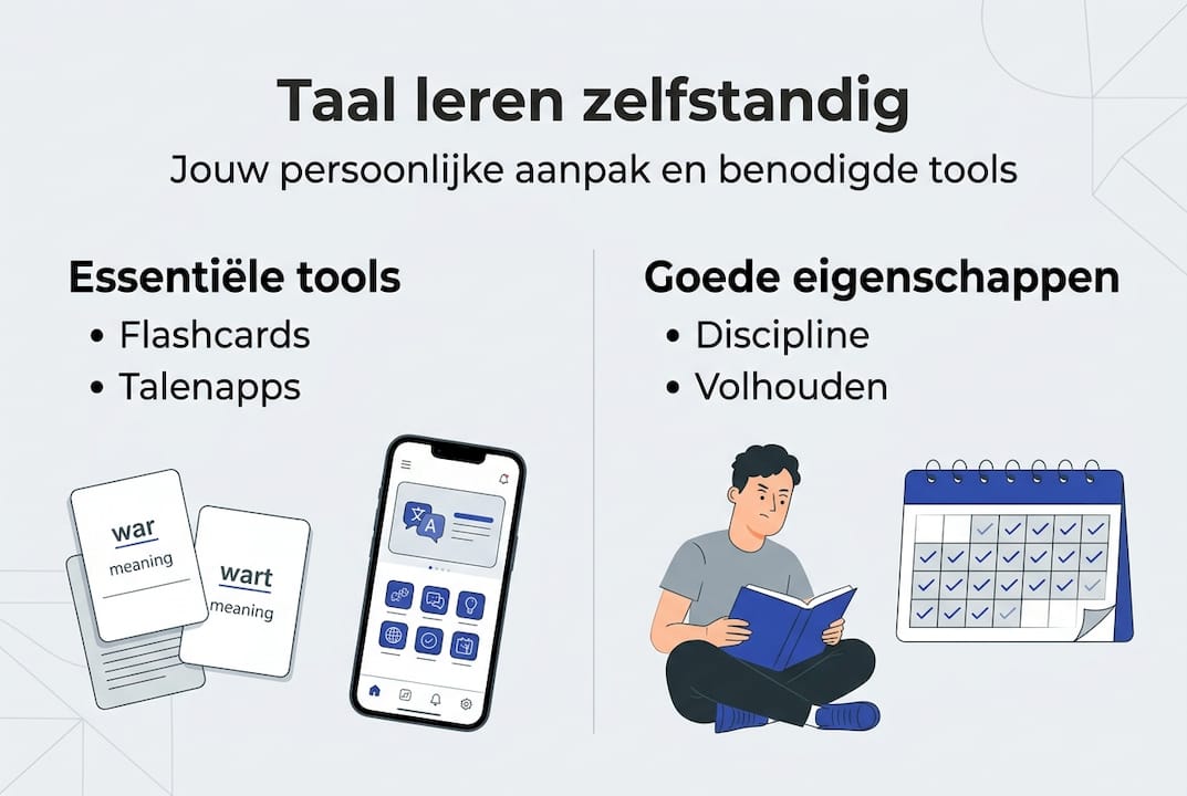 Infographic met handige tools en tips om een nieuwe taal te leren
