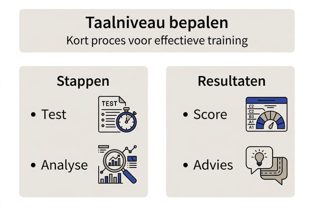 Infographic: zo bepaal je eenvoudig je taalniveau, stap voor stap