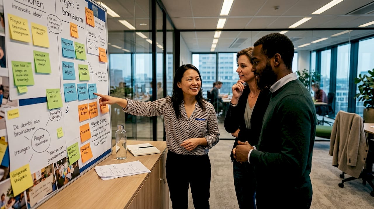 Een internationaal team buigt zich samen over de tafel