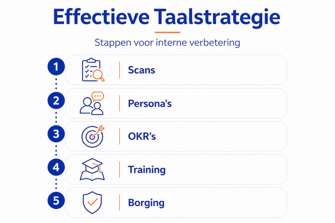 Infographic: in vijf stappen naar een sterke interne taalstrategie