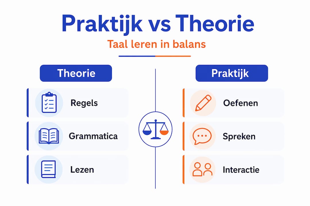 Infographic: Taal leren in de praktijk versus in het klaslokaal