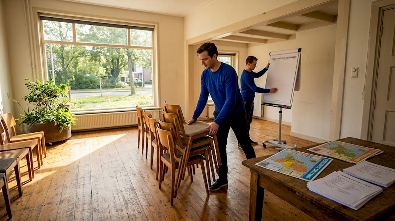 Man zet buurthuis klaar voor een taalcursus