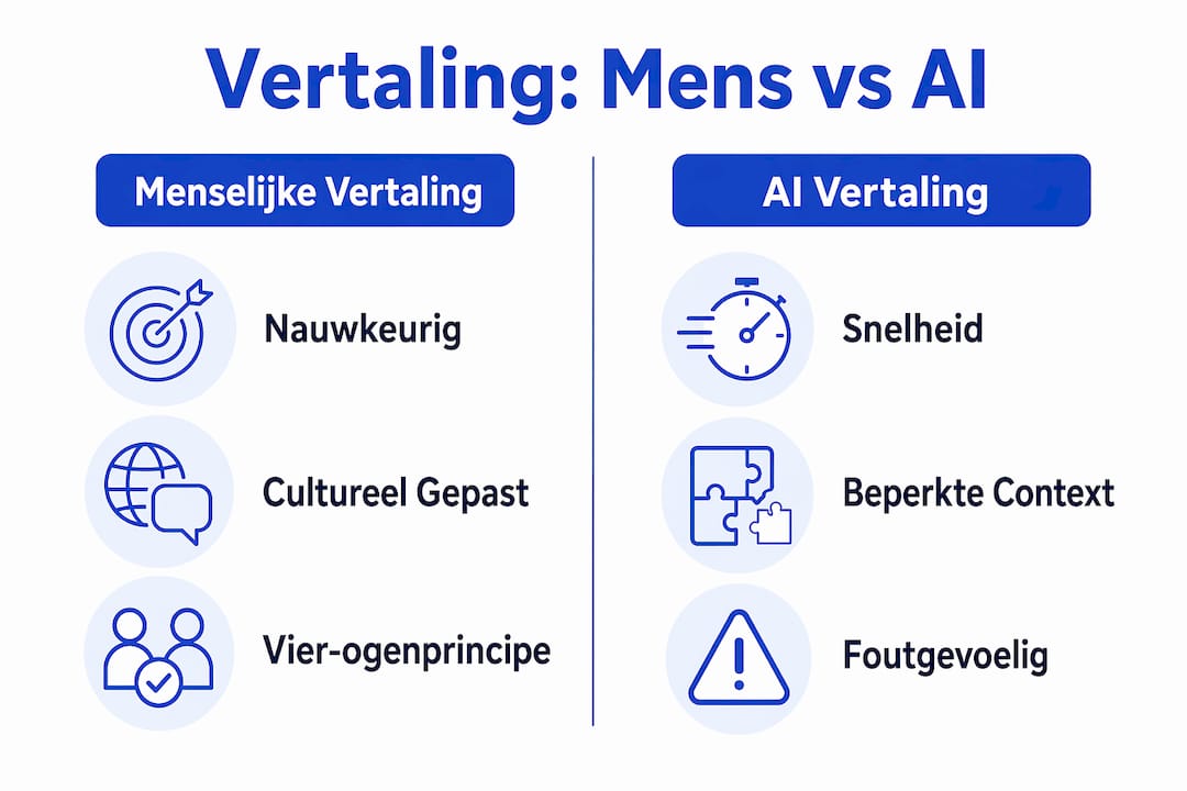 Infographic: menselijke vertalers versus AI – wat zijn de verschillen?