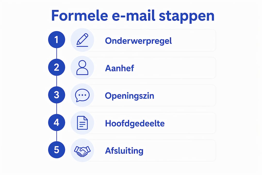 Infographic: de vijf essentiële stappen voor een correcte opbouw van een formele e-mail