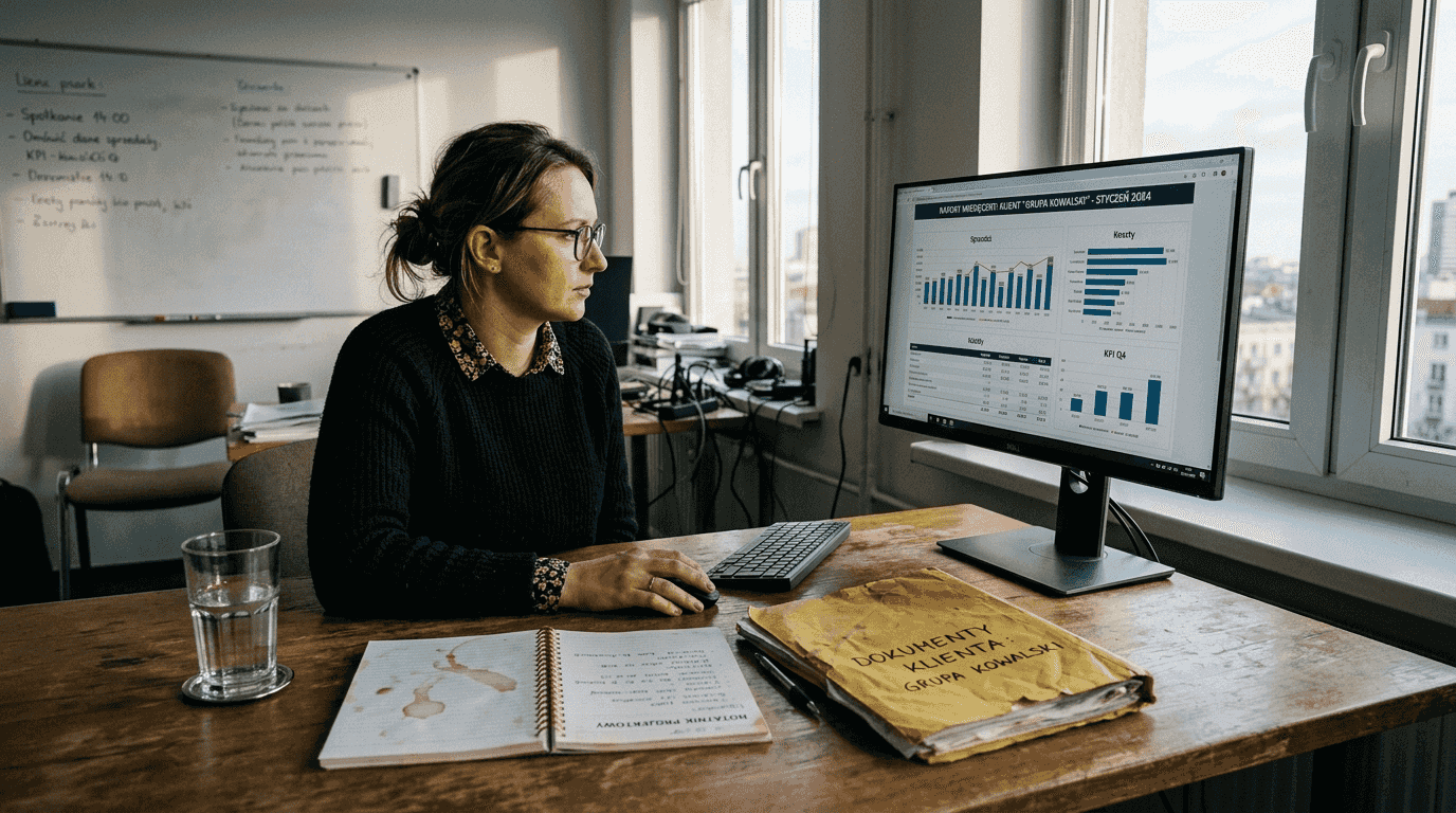 Ekspertka ds. obsługi klienta na bieżąco przygląda się danym i je analizuje.