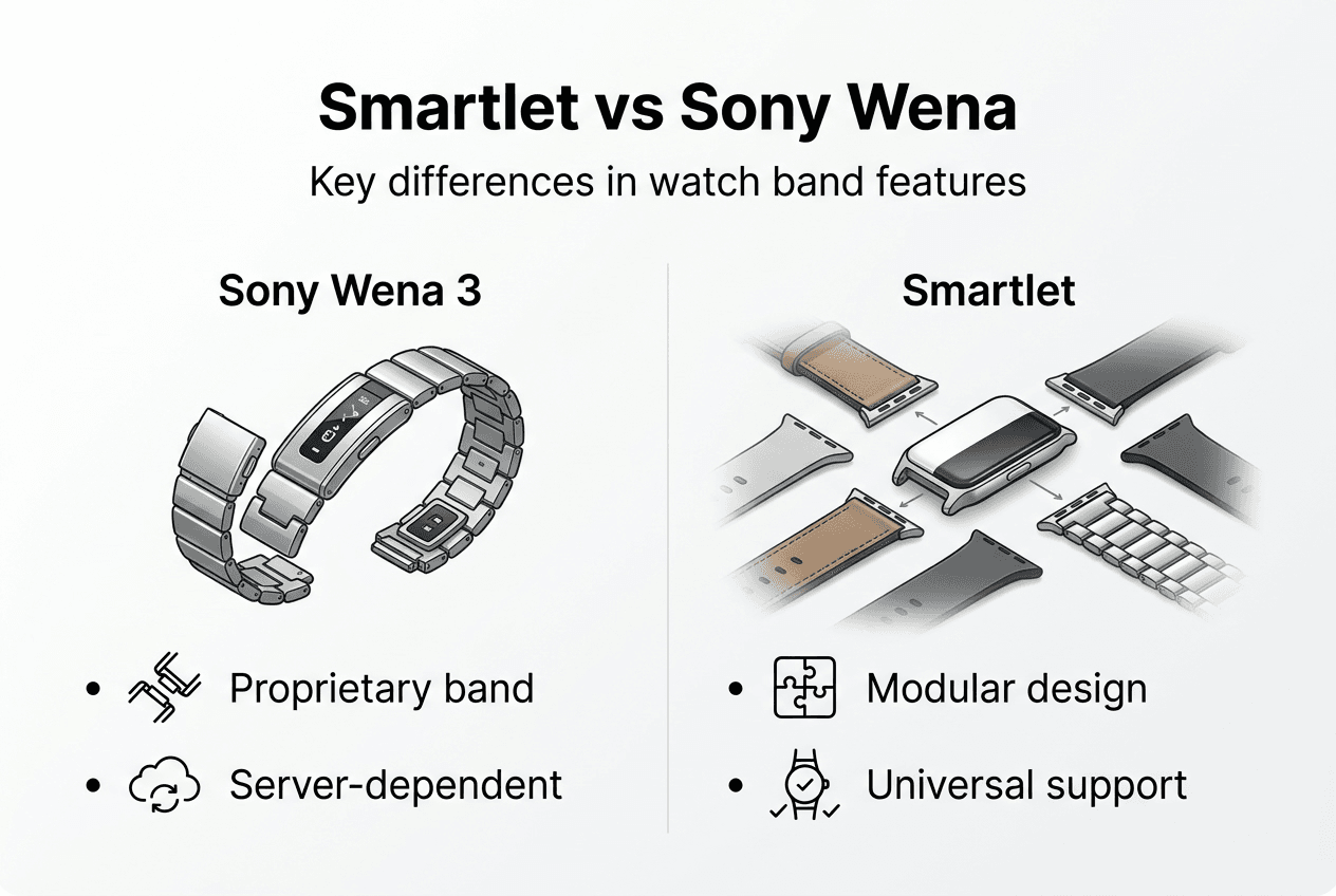 Infographic comparing Smartlet and Sony Wena features