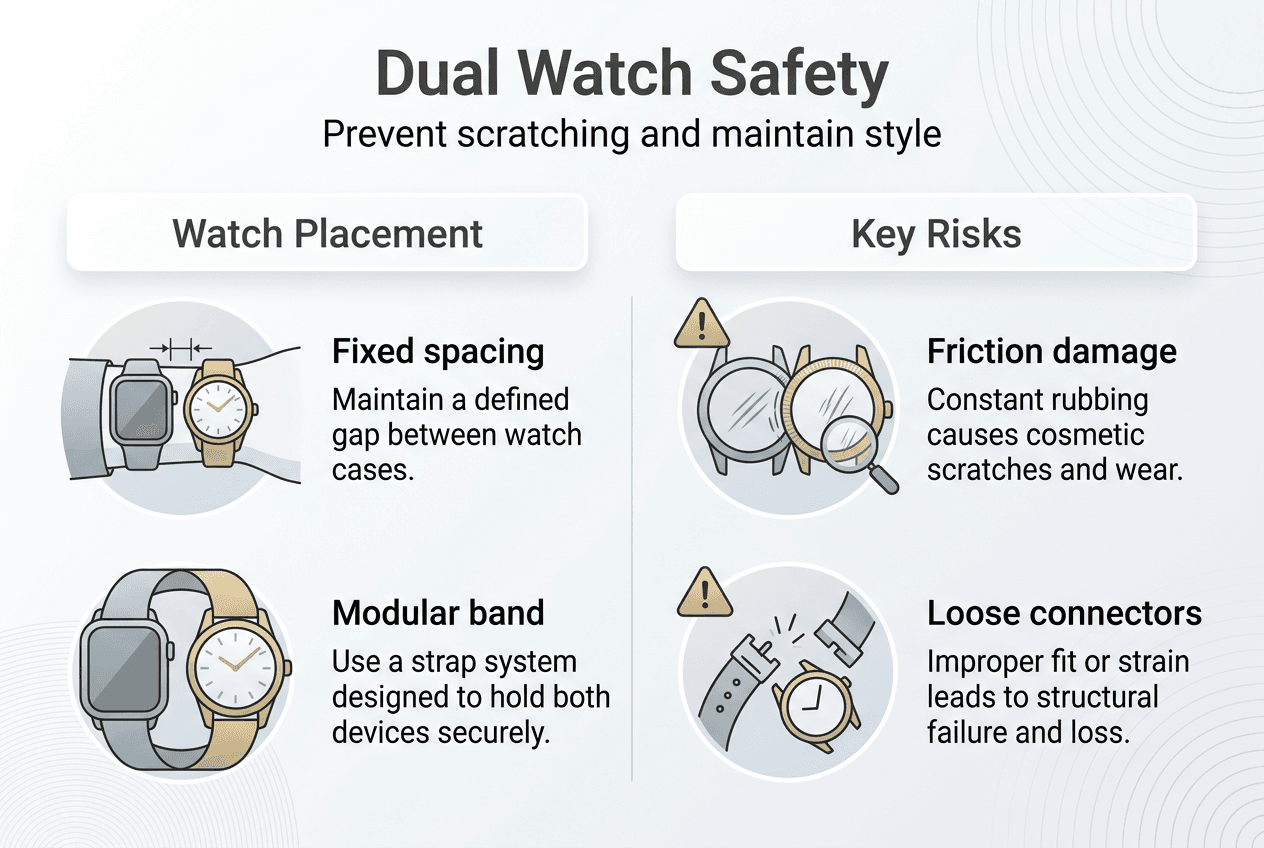 Infographic on safe dual smartwatch and luxury watch use