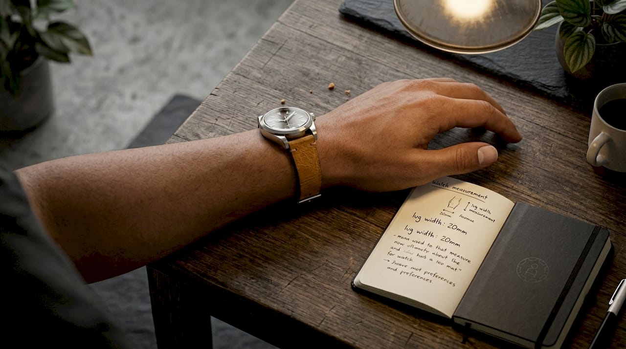 Three Black Bay 58 strap options displayed on a table