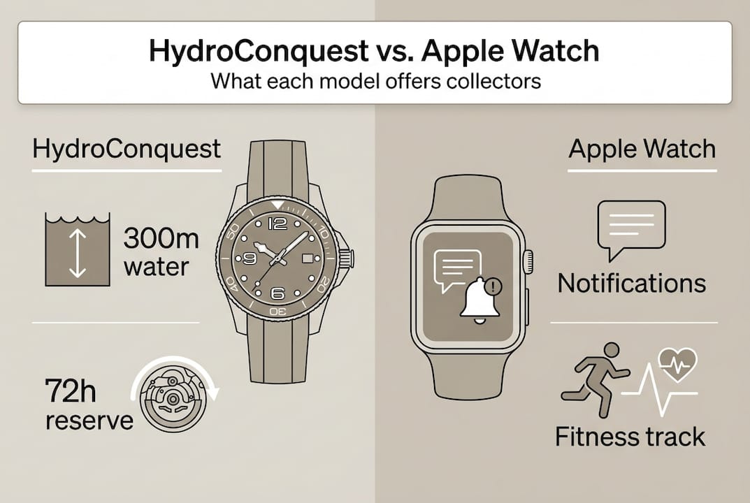Infographic comparing features of two watches
