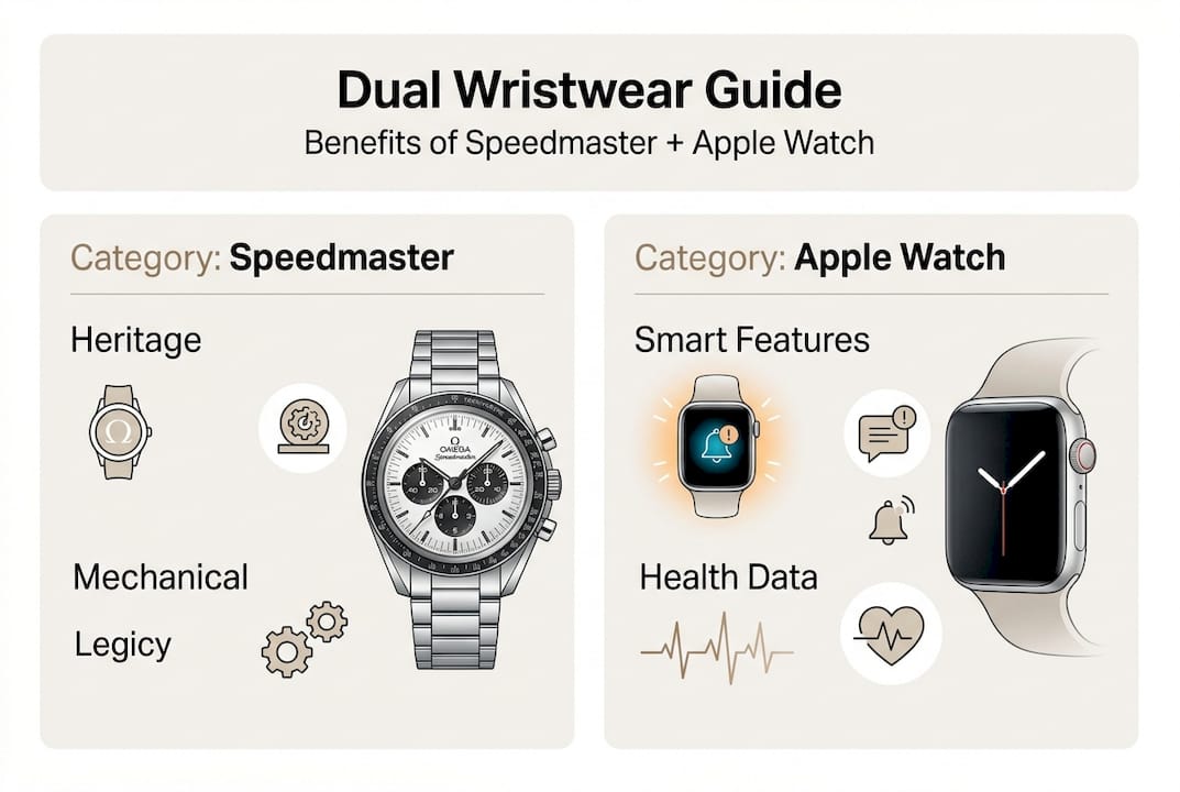 Infographic: Speedmaster vs Apple Watch strengths