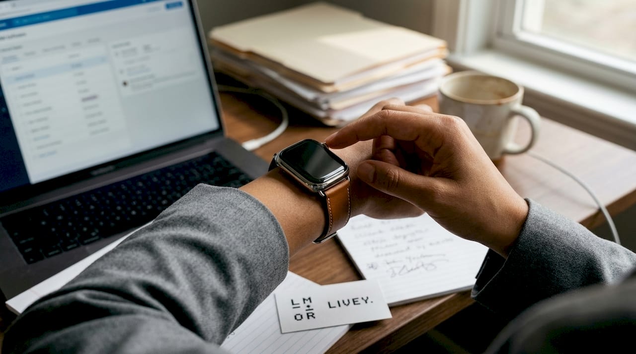 Agent uses Apple Watch with CRM software