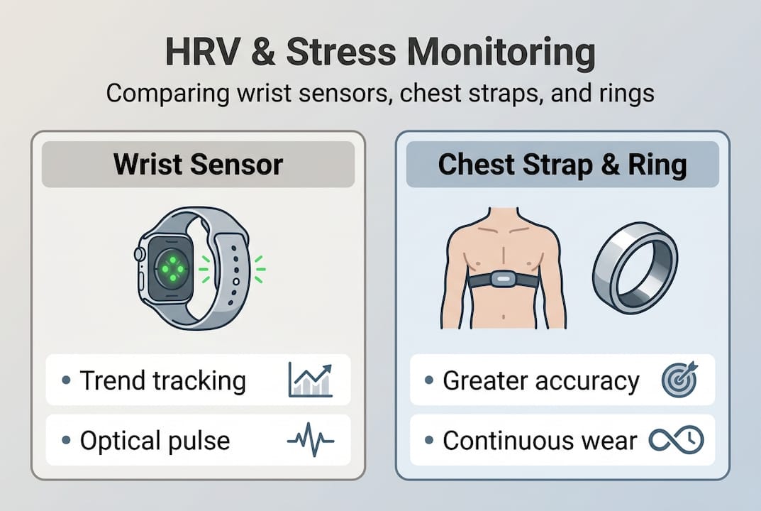 Infographic comparing HRV device features