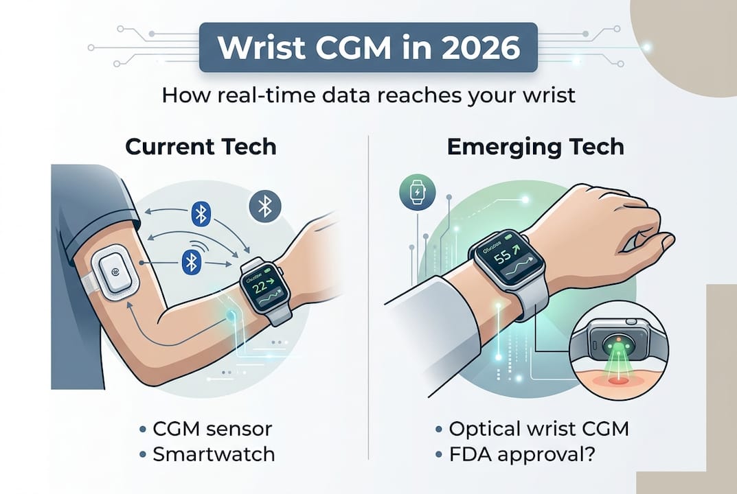 Infographic outlines wrist CGM options and status