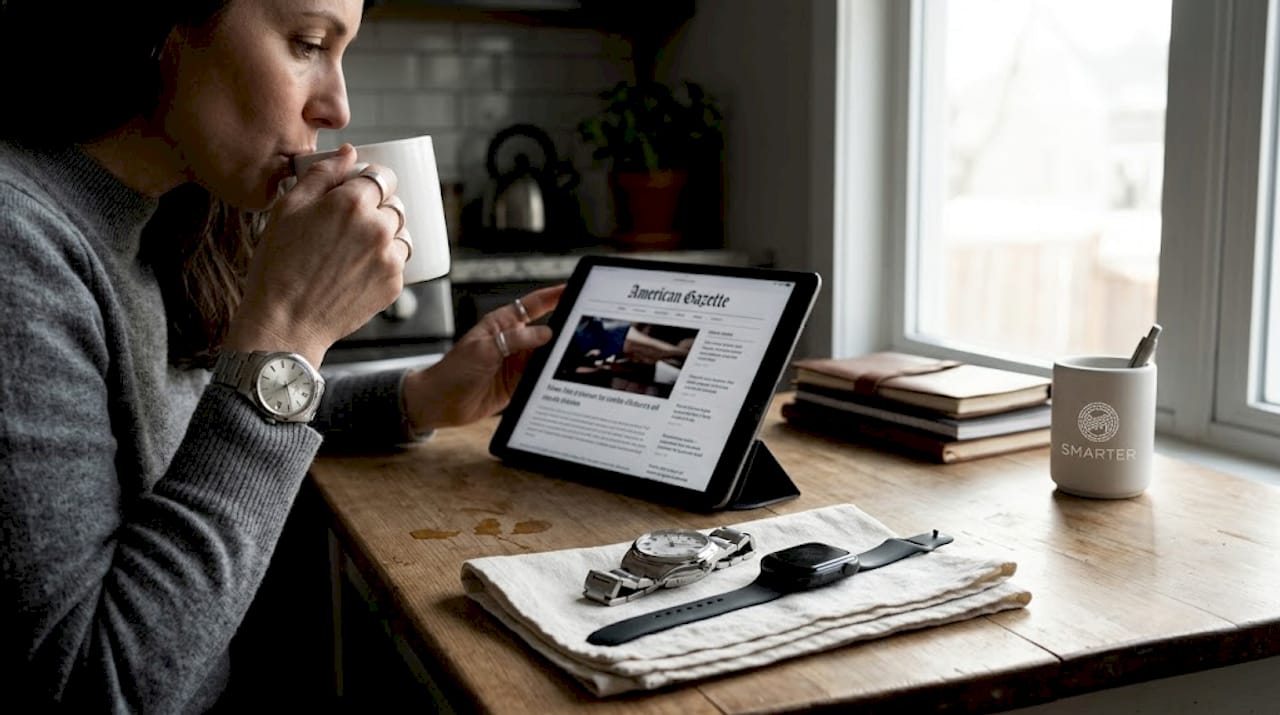 Mechanical watch and smartwatch side by side, illustrating the two-watch movement in collector culture