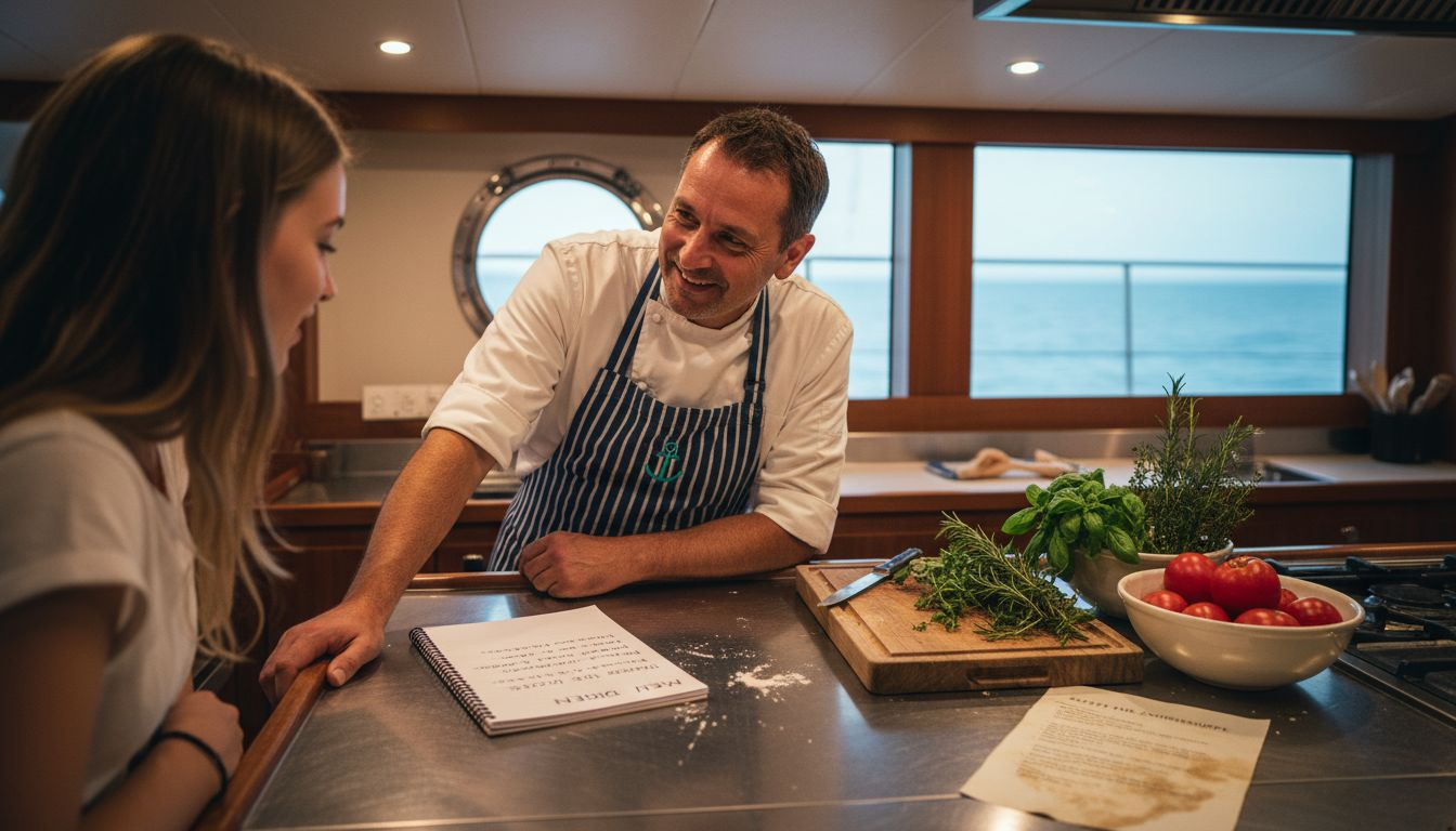 Der Küchenchef stellt gemeinsam mit den Gästen an Bord individuelle Menüs zusammen.