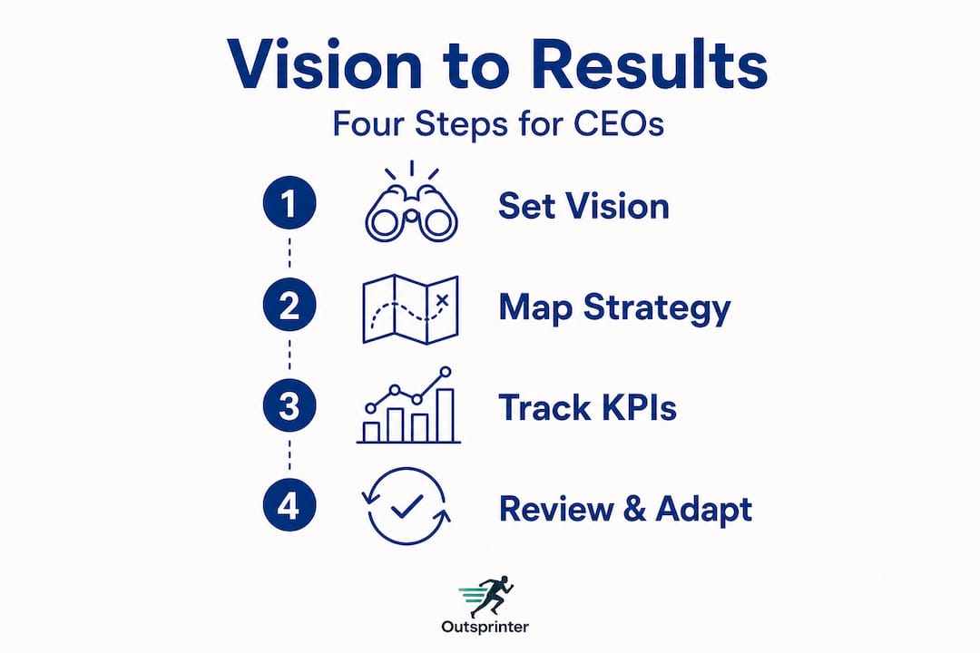 Infographic outlining vision to results process
